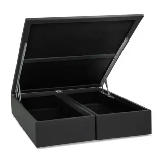 BOX BAÚ GRÃ LUXO QUEEN SIZE 158X198X43 CM