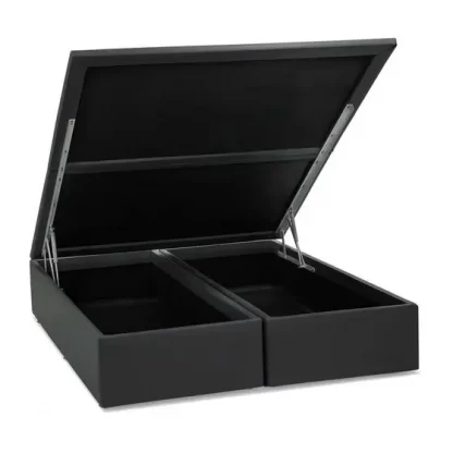 BOX BAÚ GRÃ LUXO QUEEN SIZE 158X198X43 CM